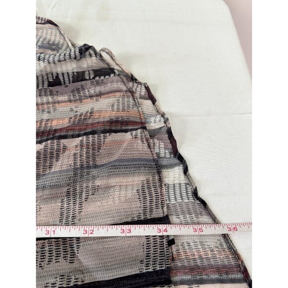 Nic + Zoe Women L Silk Sheer Y2K Indie Boho Blouse Top Geo Print Workwear Office - Picture 10 of 11